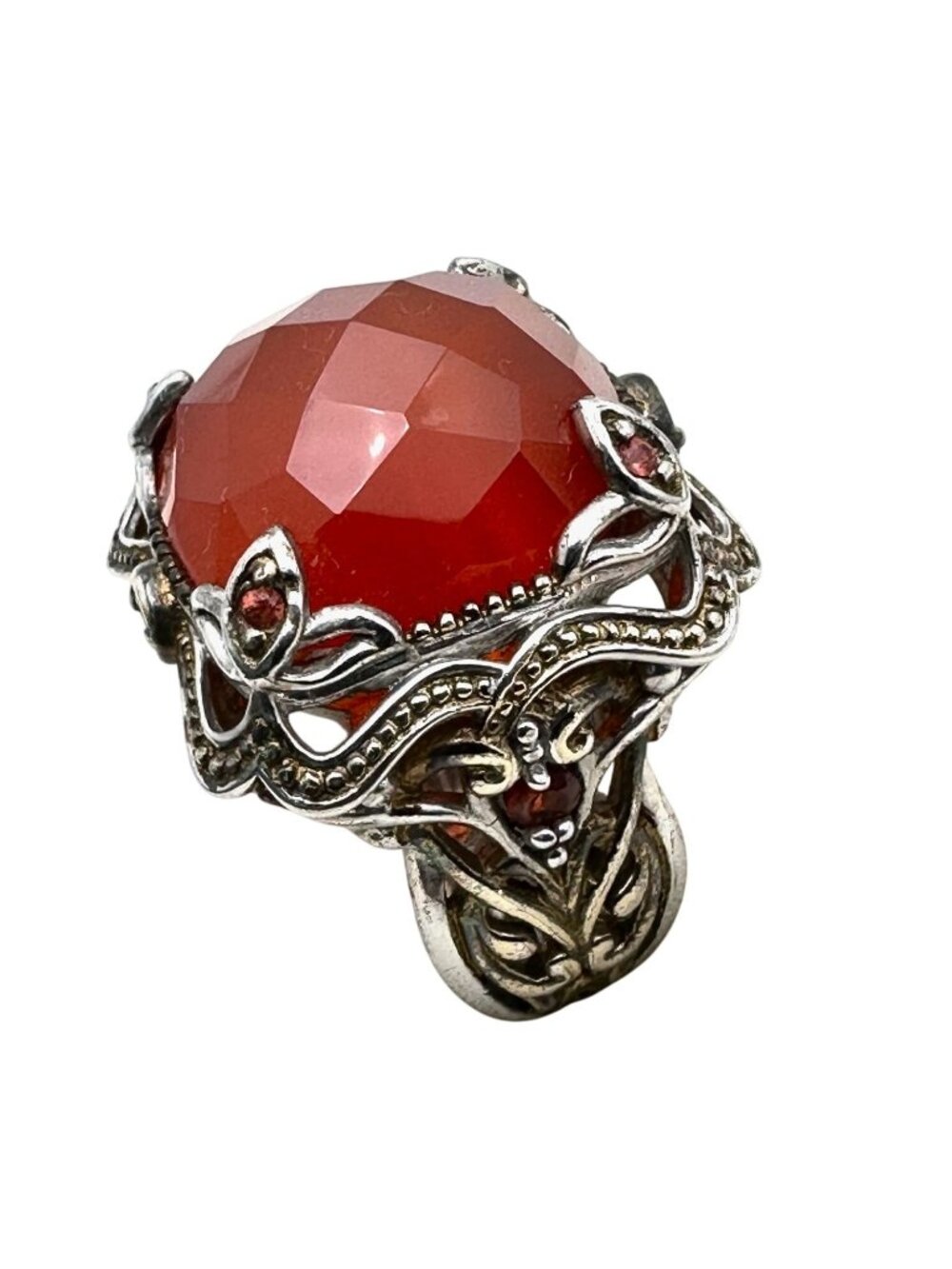 Michael Valittuti Carnelian Gemstone Sterling Silver Gold Accent Ring Size 6